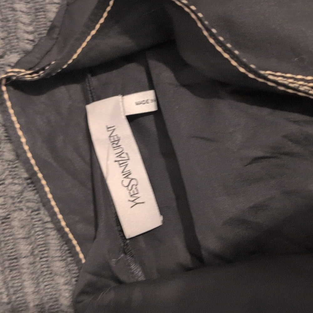 Authentic Saint Laurent Black Blouse With White Trim Size S -‎ Made In France - Picture 2 of 6